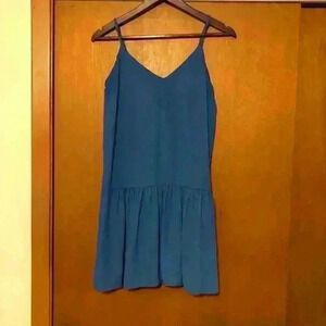 Francescas Alya Blue Peplum Drop‎ Waist Dress Size Small